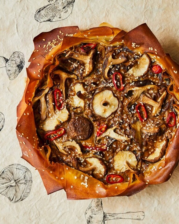 Miso shiitake mushroom tart 