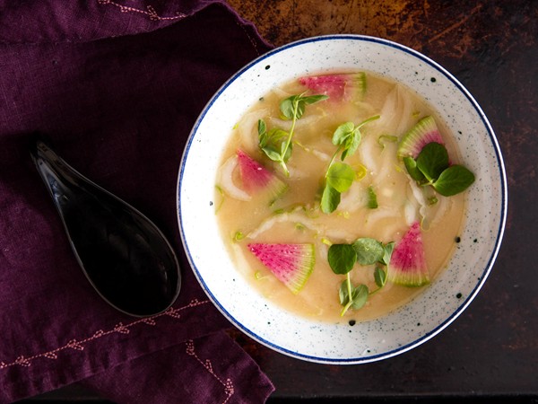 Miso soup with mixed seasonal vegetables