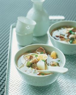 Miso soup with pork and vegetables (Tanuki jiru)