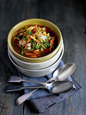 Miso soup with tofu & cabbage