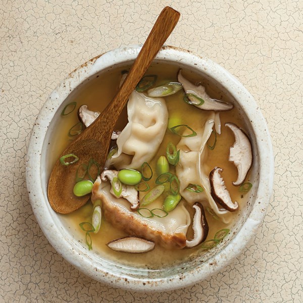 Miso soup with vegetable gyoza