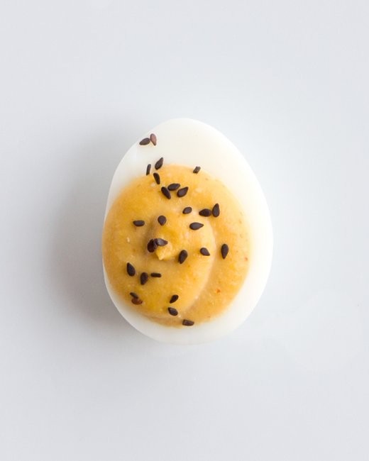 Miso-Sriracha deviled eggs