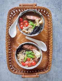 Miso steak and tomato ramen