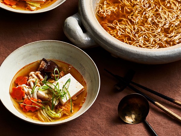 Miso-tofu hot pot with ramen