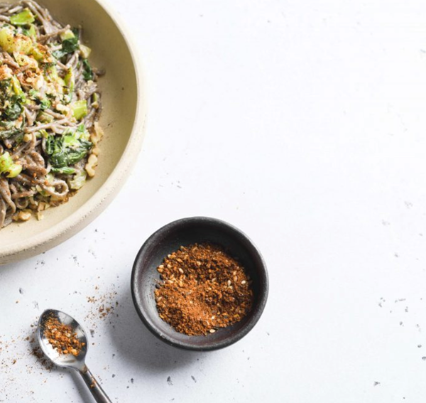 Miso-walnut soba with bok choy