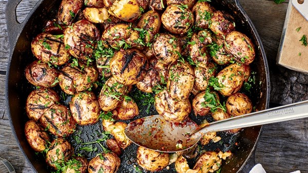 Miso-y grilled potatoes