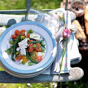 Mixed bean, tomato and feta salad