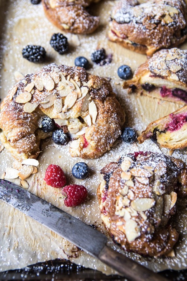 Mixed berry almond croissants