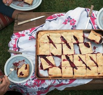Mixed berry chocolate slab pie