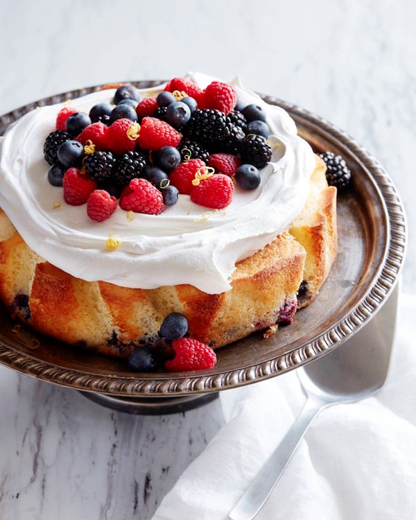 Mixed berry lemon drenched cake