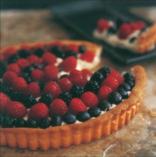 Mixed berry-passion fruit mousse tart
