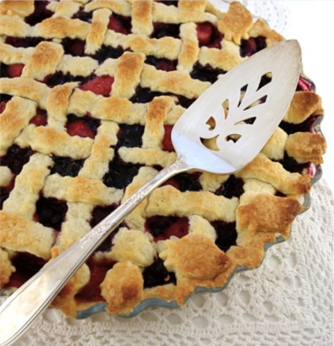Mixed berry pie with sweet pastry lattice