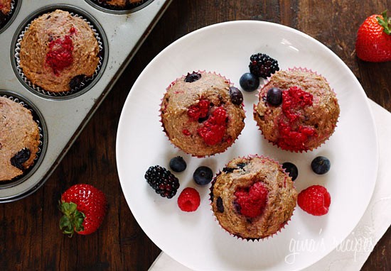 Mixed berry whole wheat muffins