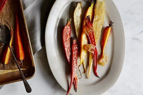 Mixed colored carrots with preserved lemon butter and honeycomb