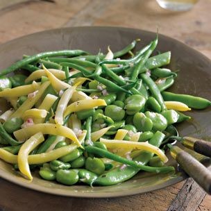 Mixed garden bean salad with shallots