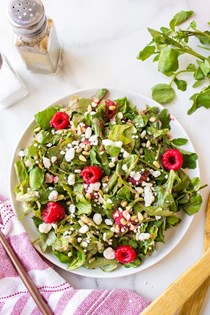 Mixed greens and goat cheese with raspberry vinaigrette