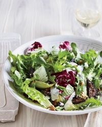 Mixed greens and herb salad with figs and walnuts