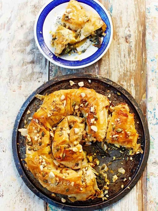 Mixed greens filo pie