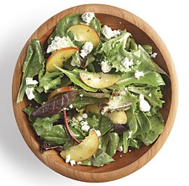 Mixed greens with nectarines, Gorgonzola, and Champagne vinaigrette