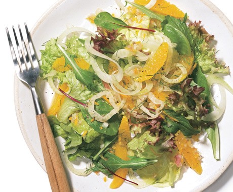 Mixed greens with tangerines and fennel