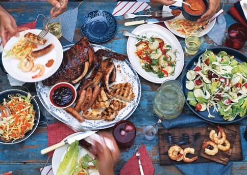 Mixed grill with cherry cola barbecue sauce