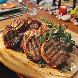 Mixed grill with cilantro pesto