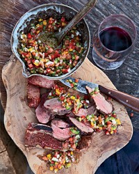 Mixed grill with fresh tomato-and-pepper salsa