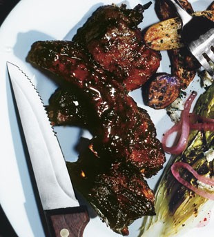 Mixed grill with sweet and spicy bourbon sauce