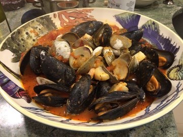 Mixed shellfish with rice (Fruits de mer au riz)