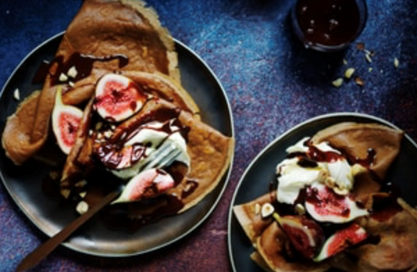 Mocha crepes with choc-hazelnut cream