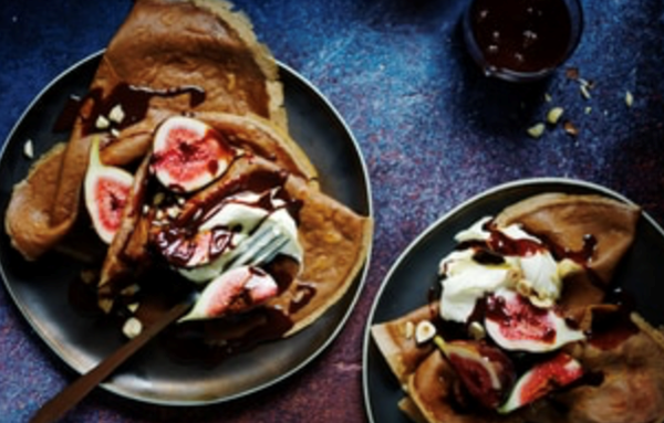 Mocha crepes with choc-hazelnut cream