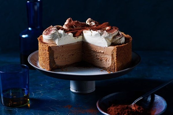 Mocha fudge cheesecake with chocolate mousse