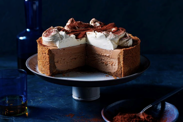 Mocha fudge cheesecake with chocolate mousse