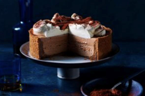 Mocha fudge cheesecake with chocolate mousse