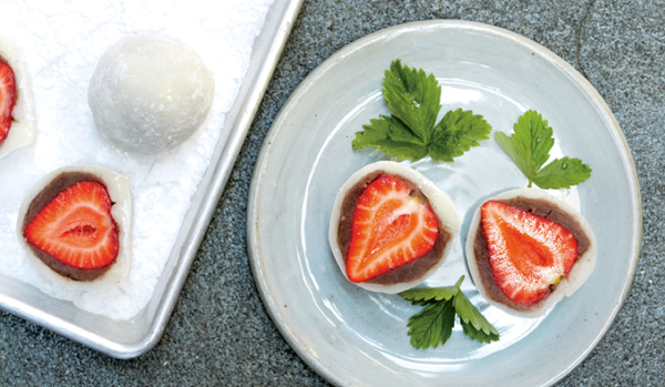 Mochi-covered strawberries