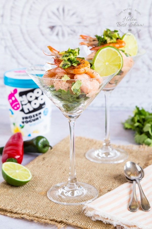 Modern prawn cocktail with frozen yogurt
