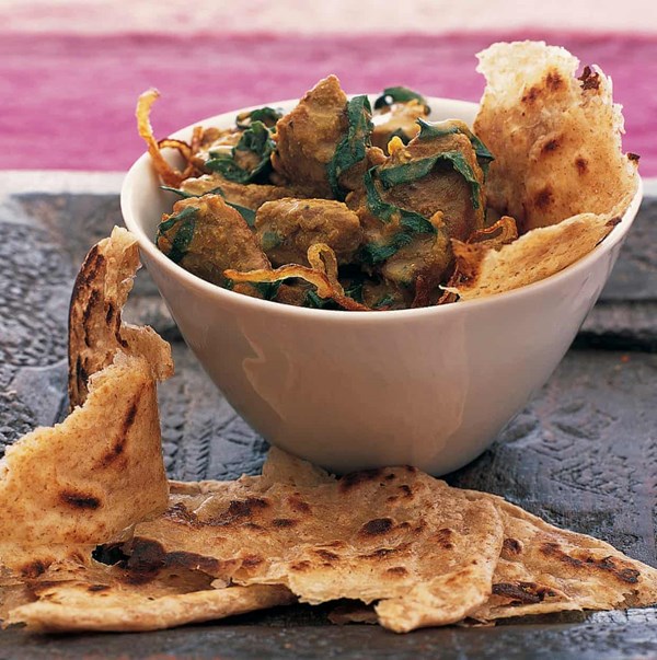 Moghlai lamb with spinach (Masroor Ahmed's paalag gosht)