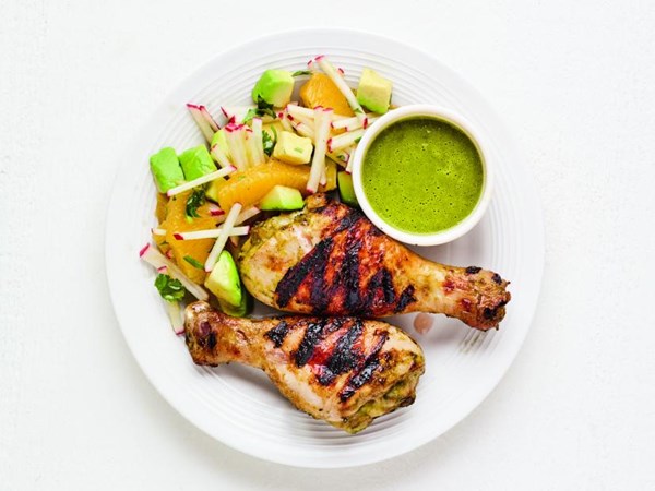 Mojo chicken with avocado salad