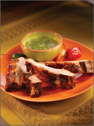 Mojo pork ribs with mango-habanero glaze