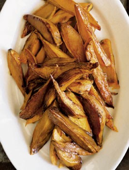 Molasses horseradish sweet potato spears