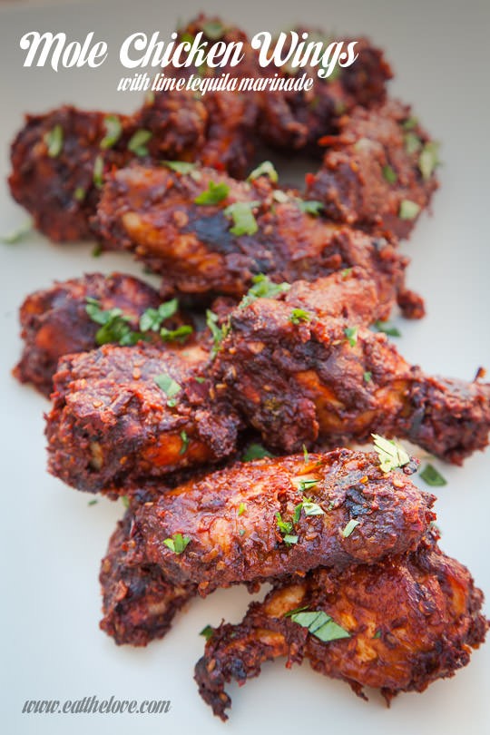 Mole chicken wings with tequila lime marinade