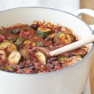 Mole-style chili with black beans and andouille 