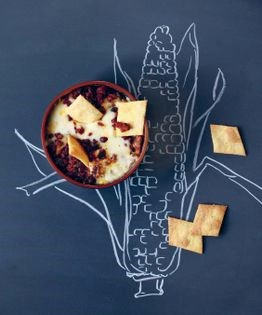 Molten black bean and chorizo dip