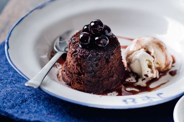 Molten Black Forest puddings