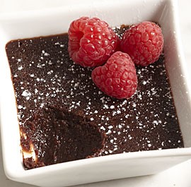 Molten chocolate cakes with raspberries