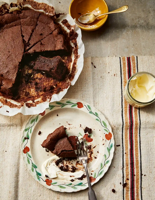 Molten dark chocolate ancho cake