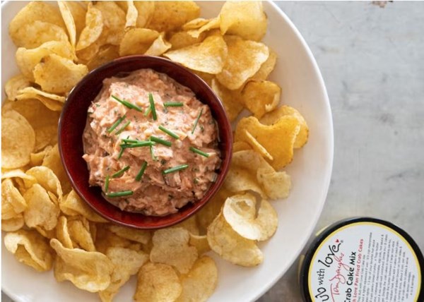 Mom's crab dip on russet potato chips