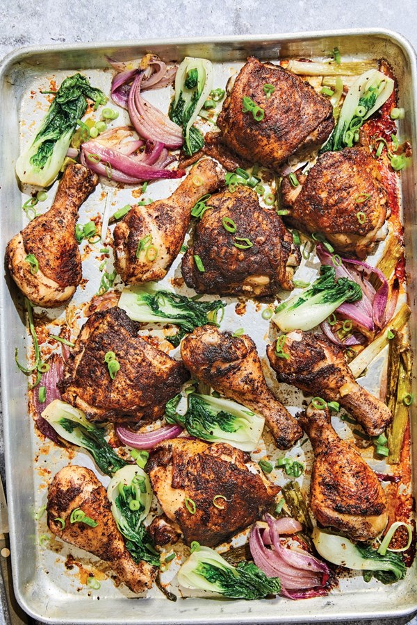 Mom's five-spice chicken (but on a sheet pan)