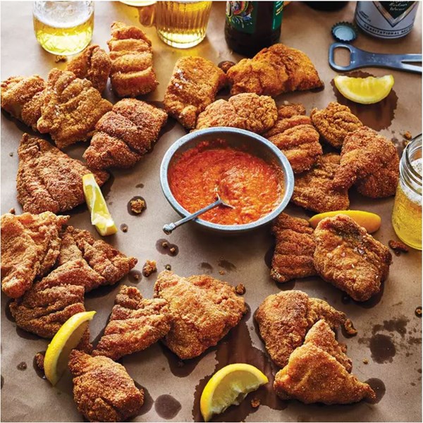 Mom’s fried catfish with hot sauce