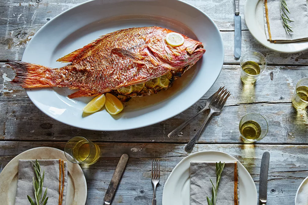 Mom's stuffed fish with oyster dressing